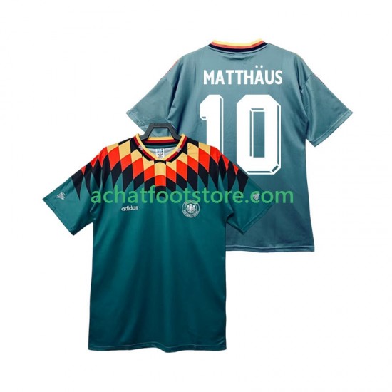 Maillot Allemagne MATTHAUS 10 Rétro Extérieur Tenue pour Homme 1994 Manche Courte
