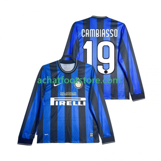 Maillot Inter Milan CAMBIASSO 19 Rétro Domicile Tenue pour Homme 2009 2010 Manche Longue
