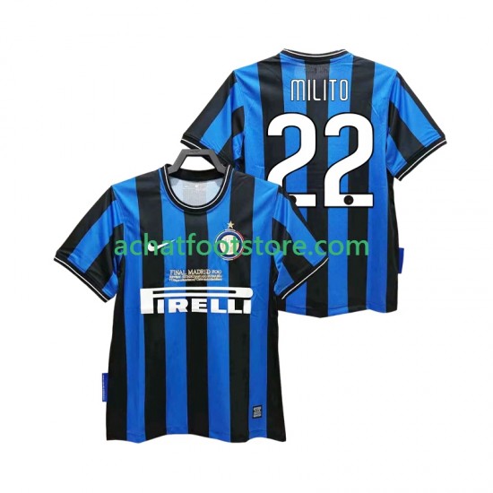 Maillot Inter Milan MILITO 22 Rétro Domicile Tenue pour Homme 2009 2010 Manche Courte