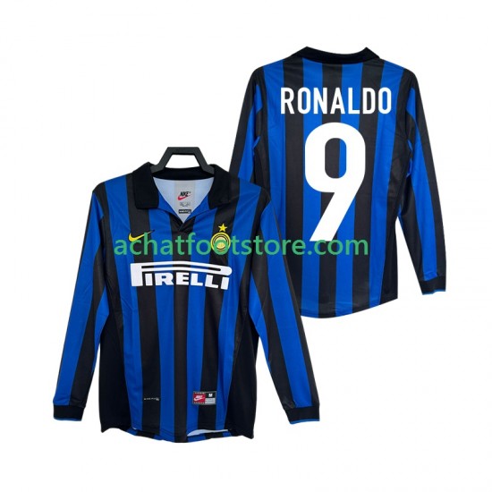 Maillot Inter Milan Ronaldo 9 Rétro Domicile Tenue pour Homme 1988 2002 Manche Longue
