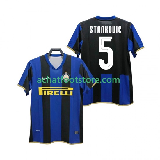 Maillot Inter Milan STANKOVIC 5 Champions League Rétro Domicile Tenue pour Homme 2008 2009 Manche Courte