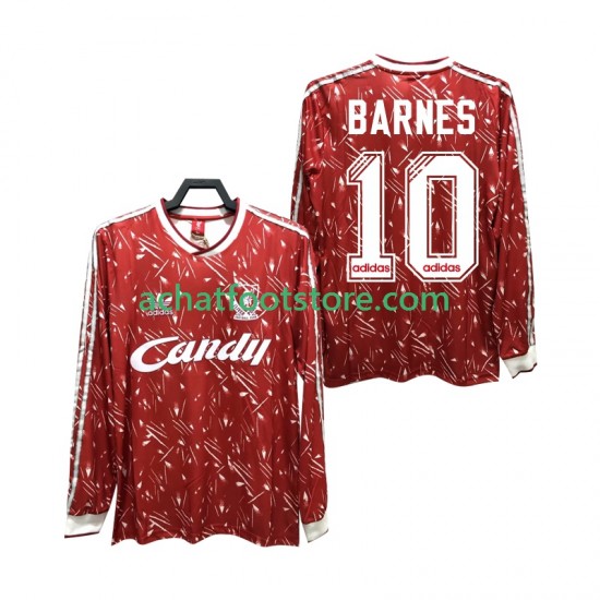 Maillot Liverpool BARNES 10 Rétro Domicile Tenue pour Homme 1989 1991 Manche Longue