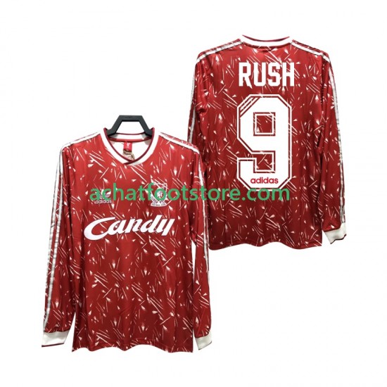 Maillot Liverpool Rush 9 Rétro Domicile Tenue pour Homme 1989 1991 Manche Longue