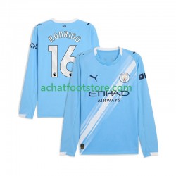 Maillot Manchester City Rodrigo Hernandez 16 Domicile Tenue pour Homme 2025-2026 Manche Longue