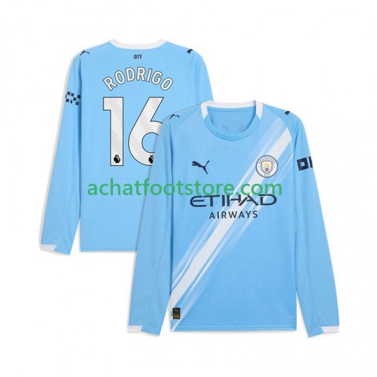 Maillot Manchester City Rodrigo Hernandez 16 Domicile Tenue pour Homme 2025-2026 Manche Longue