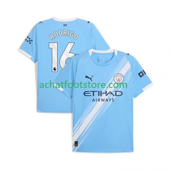 Maillot Manchester City Rodrigo Hernandez 16 Domicile Tenue pour Homme 2025-2026 Manche Courte