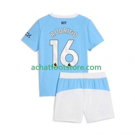 Maillot Manchester City Rodrigo Hernandez 16 Domicile Tenue pour Enfant 2025-2026 Manche Courte