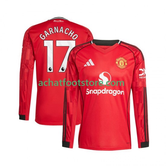 Maillot Manchester United Alejandro Garnacho 17 Domicile Tenue pour Homme 2025-2026 Manche Longue