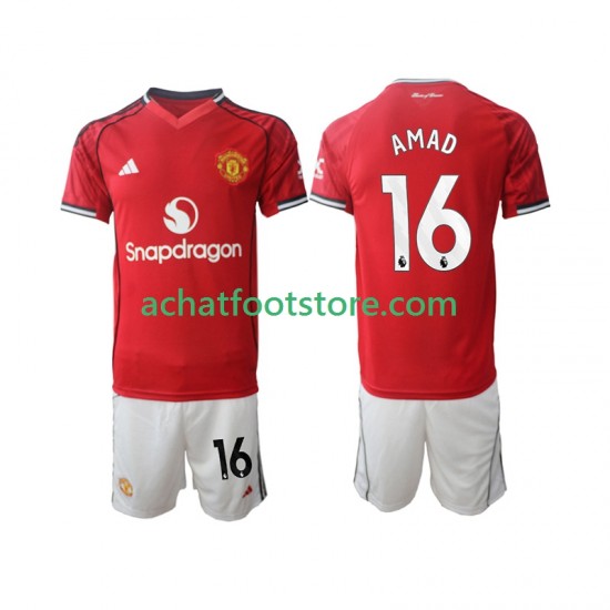 Maillot Manchester United Amad Diallo 16 Domicile Tenue pour Enfant 2025-2026 Manche Courte
