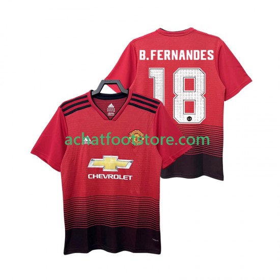 Maillot Manchester United B.FERNANDES 18 Rétro Domicile Tenue pour Homme 2018 2019 Manche Courte