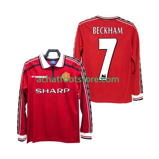 Maillot Manchester United BECKHAM 7 Rétro Domicile Tenue pour Homme 1988 2002 Manche Longue