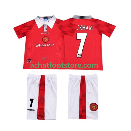 Maillot Manchester United BECKHAM 7 Rétro Domicile Tenue pour Enfant 1996 2004 Manche Courte