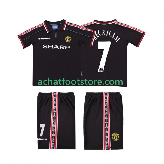 Maillot Manchester United Beckham 7 Rétro Extérieur Tenue pour Enfant 1988 2002 Manche Courte