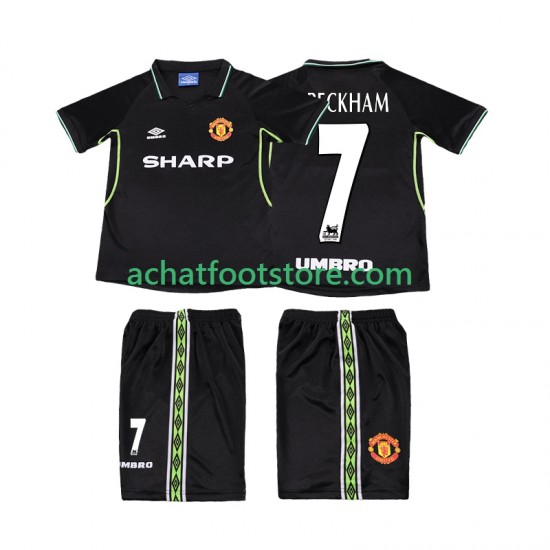 Maillot Manchester United Beckham 7 Rétro 3ème Tenue pour Enfant 1988 2002 Manche Courte
