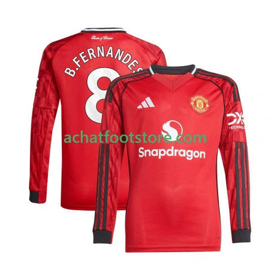 Maillot Manchester United Bruno Fernandes 8 Domicile Tenue pour Homme 2025-2026 Manche Longue