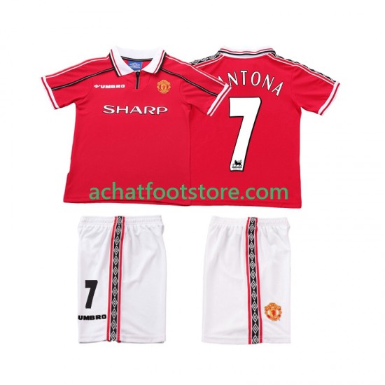 Maillot Manchester United CONTONA 7 Rétro Domicile Tenue pour Enfant 1988 2002 Manche Courte