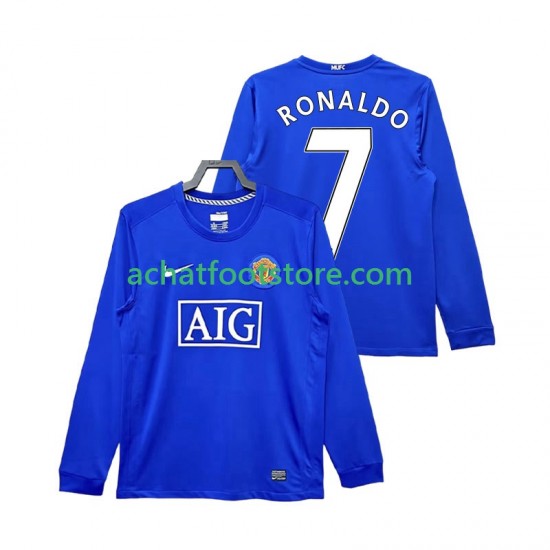 Maillot Manchester United Cristiano Ronaldo 7 Rétro 3ème Tenue pour Homme 2008 2009 Manche Longue