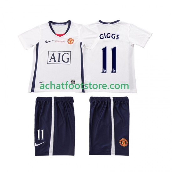 Maillot Manchester United GIGGS 11 Champions League Rétro Extérieur Tenue pour Enfant 2008 2009 Manche Courte