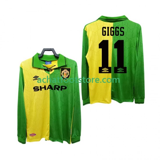 Maillot Manchester United GIGGS 11 Rétro Extérieur Tenue pour Homme 1992 1994 Manche Longue