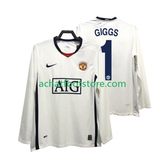 Maillot Manchester United GIGGS 11 Premier League Rétro Extérieur Tenue pour Homme 2008 2009 Manche Longue
