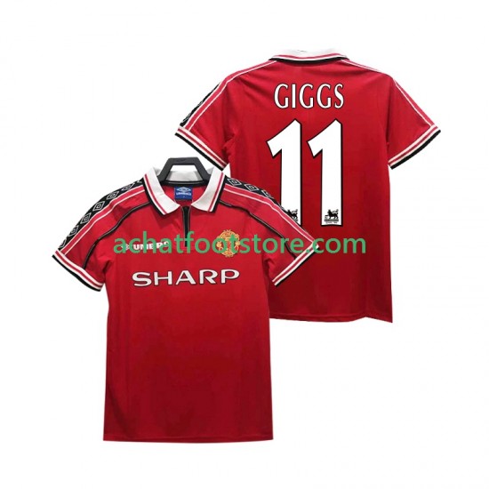 Maillot Manchester United GIGGS 11 Rétro Domicile Tenue pour Homme 1988 2002 Manche Courte