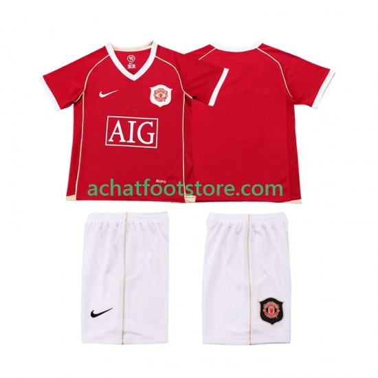 Maillot Manchester United Rétro Domicile Tenue pour Enfant 2006 2007 Manche Courte
