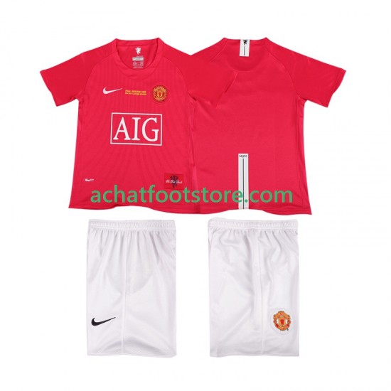 Maillot Manchester United Champions League Rétro Domicile Tenue pour Enfant 2007 2008 Manche Courte