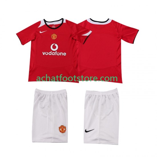 Maillot Manchester United Rétro Domicile Tenue pour Enfant 1998 2006 Manche Courte