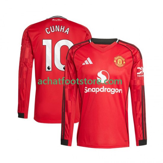 Maillot Manchester United Matheus Cunha 10 Domicile Tenue pour Homme 2025-2026 Manche Longue