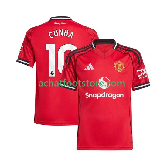 Maillot Manchester United Matheus Cunha 10 Domicile Tenue pour Homme 2025-2026 Manche Courte
