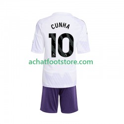 Maillot Manchester United Matheus Cunha 10 Extérieur Tenue pour Enfant 2025-2026 Manche Courte