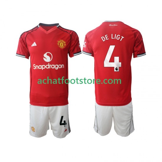 Maillot Manchester United Matthijs de Ligt 4 Domicile Tenue pour Enfant 2025-2026 Manche Courte