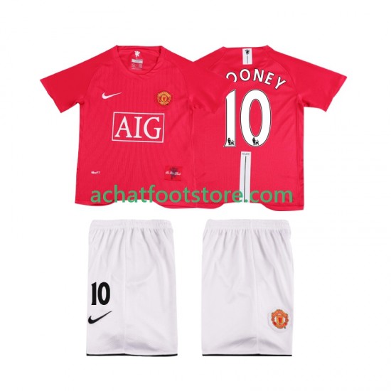 Maillot Manchester United ROONEY 10 Premier League Rétro Domicile Tenue pour Enfant 2007 2008 Manche Courte