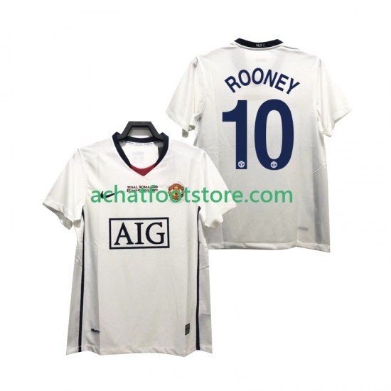 Maillot Manchester United ROONEY 10 Champions League Rétro Extérieur Tenue pour Homme 2008 2009 Manche Courte