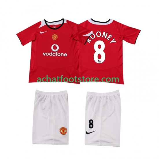 Maillot Manchester United ROONEY 8 Rétro Domicile Tenue pour Enfant 1998 2006 Manche Courte