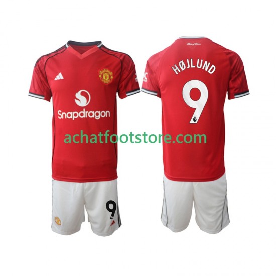 Maillot Manchester United Rasmus Hojlund 9 Domicile Tenue pour Enfant 2025-2026 Manche Courte
