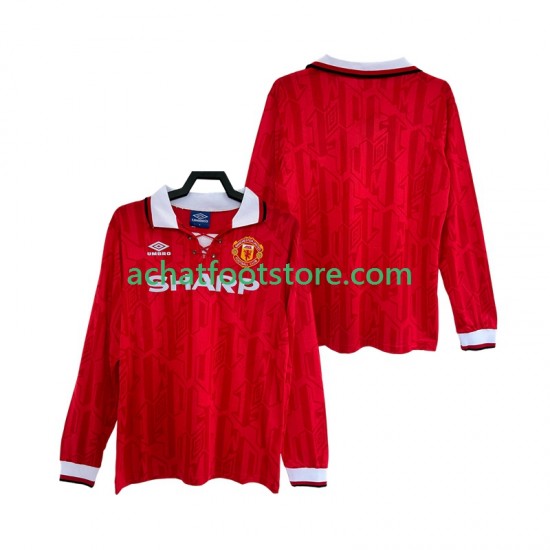 Maillot Manchester United Rétro Domicile Tenue pour Homme 1992 1994 Manche Longue
