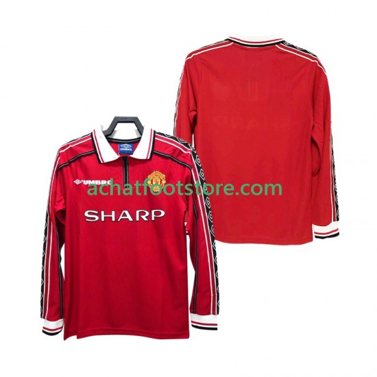 Maillot Manchester United Rétro Domicile Tenue pour Homme 1988 2002 Manche Longue