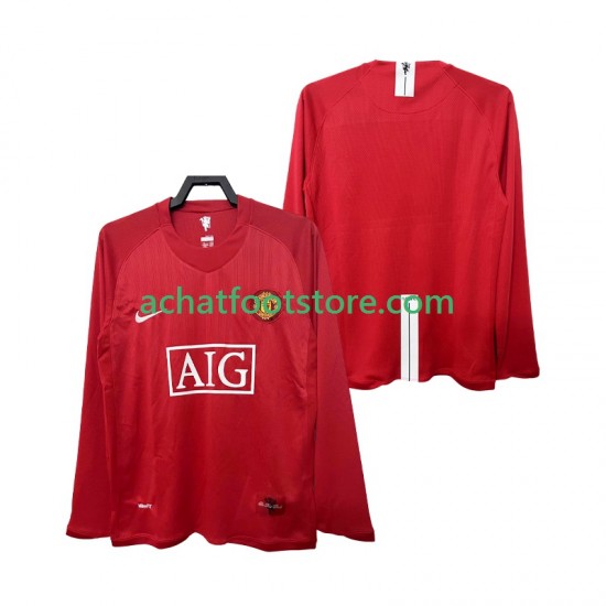 Maillot Manchester United Rétro Domicile Tenue pour Homme 2007 2008 Manche Longue