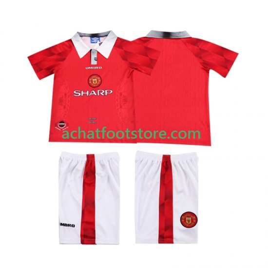 Maillot Manchester United Rétro Domicile Tenue pour Enfant 1996 2004 Manche Courte