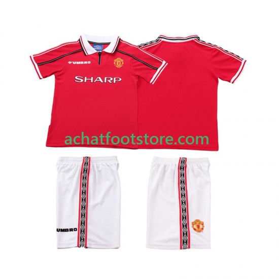 Maillot Manchester United Rétro Domicile Tenue pour Enfant 1988 2002 Manche Courte