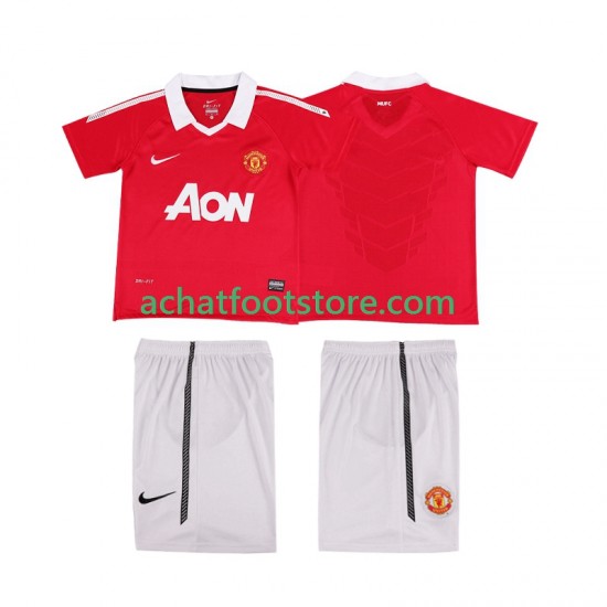 Maillot Manchester United Rétro Domicile Tenue pour Enfant 2010 2011 Manche Courte