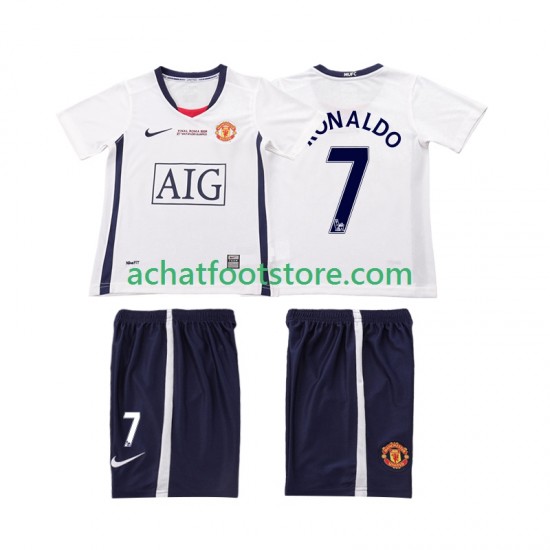 Maillot Manchester United Ronaldo 7 Champions League Rétro Extérieur Tenue pour Enfant 2008 2009 Manche Courte