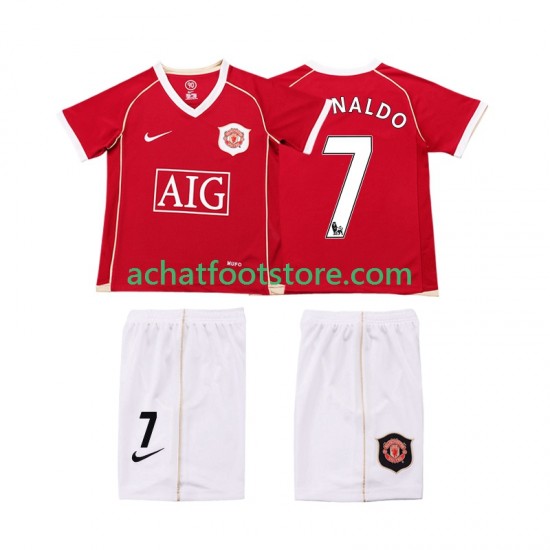 Maillot Manchester United Ronaldo 7 Rétro Domicile Tenue pour Enfant 2006 2007 Manche Courte
