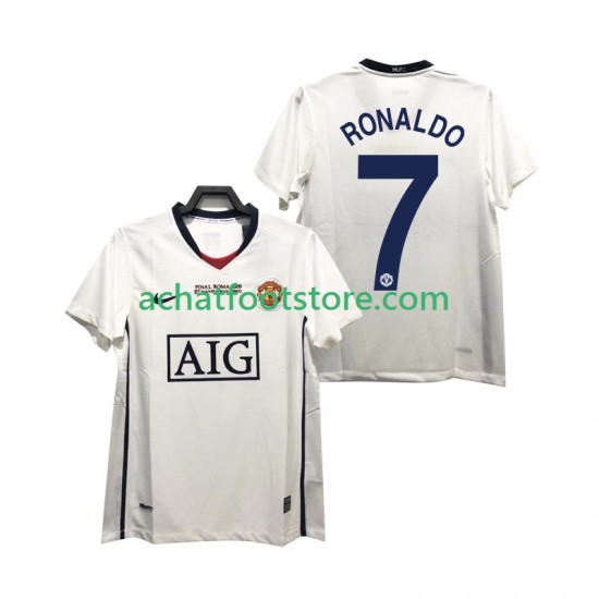 Maillot Manchester United Ronaldo 7 Champions League Rétro Extérieur Tenue pour Homme 2008 2009 Manche Courte
