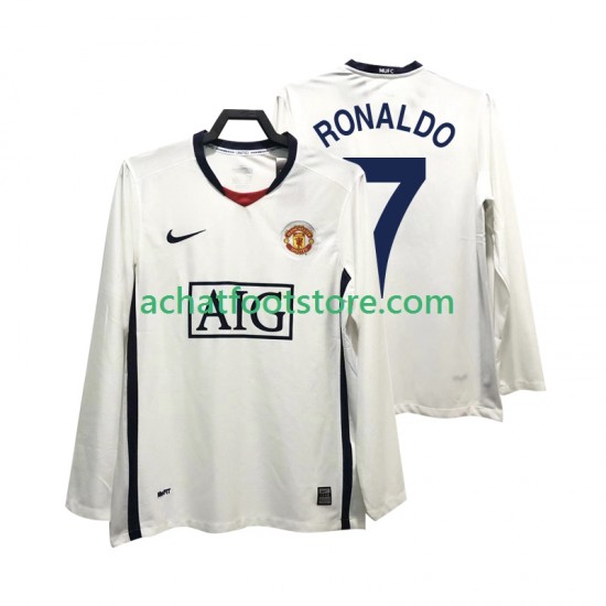 Maillot Manchester United Ronaldo 7 Premier League Rétro Extérieur Tenue pour Homme 2008 2009 Manche Longue