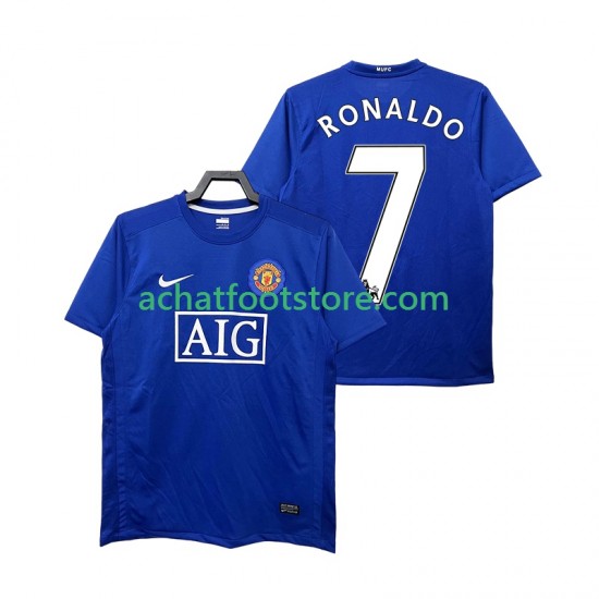Maillot Manchester United Ronaldo 7 Rétro 3ème Tenue pour Homme 2008 2009 Manche Courte