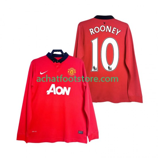 Maillot Manchester United Rooney 10 Rétro Domicile Tenue pour Homme 2013 2014 Manche Longue