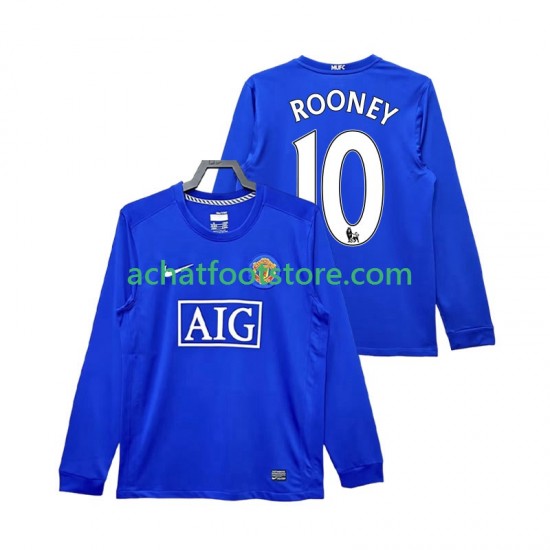 Maillot Manchester United Rooney 10 Rétro 3ème Tenue pour Homme 2008 2009 Manche Longue