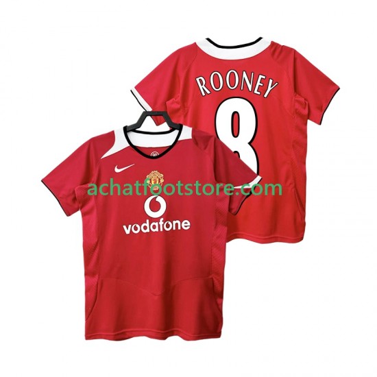 Maillot Manchester United Rooney 8 Rétro Domicile Tenue pour Homme 1998 2006 Manche Courte